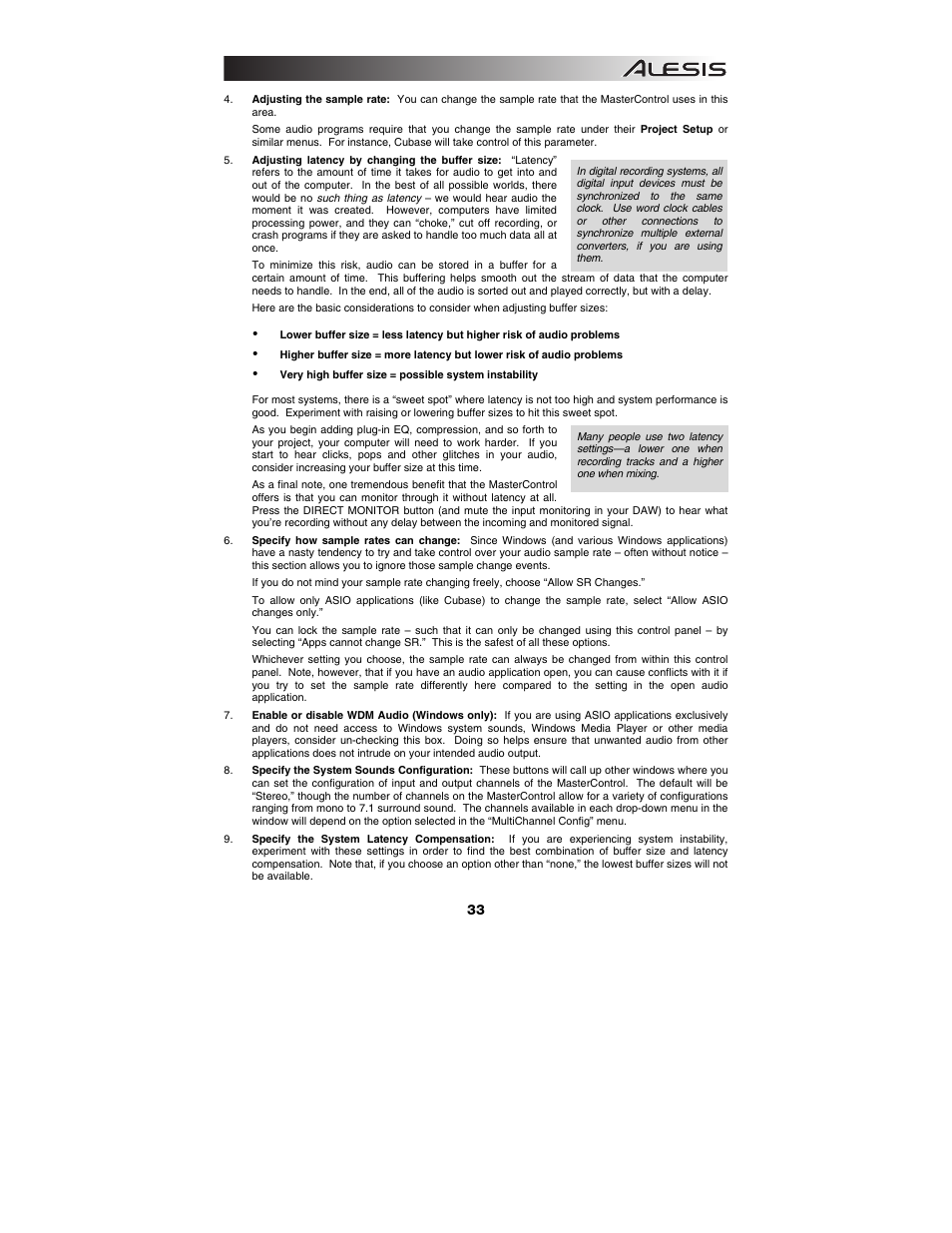 ALESIS Studio Interface MasterControl User Manual | Page 35 / 56