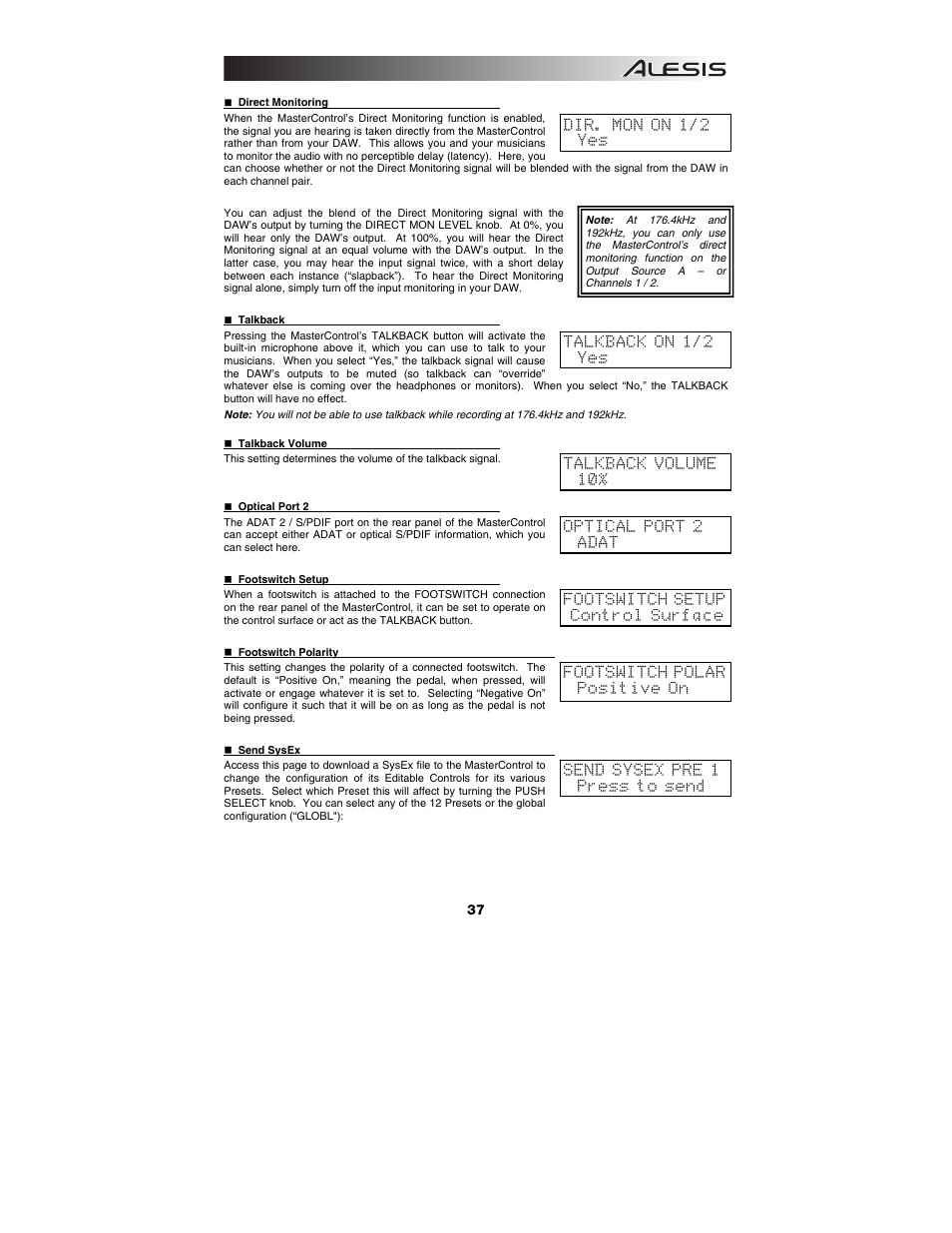 ALESIS Studio Interface MasterControl User Manual | Page 39 / 56