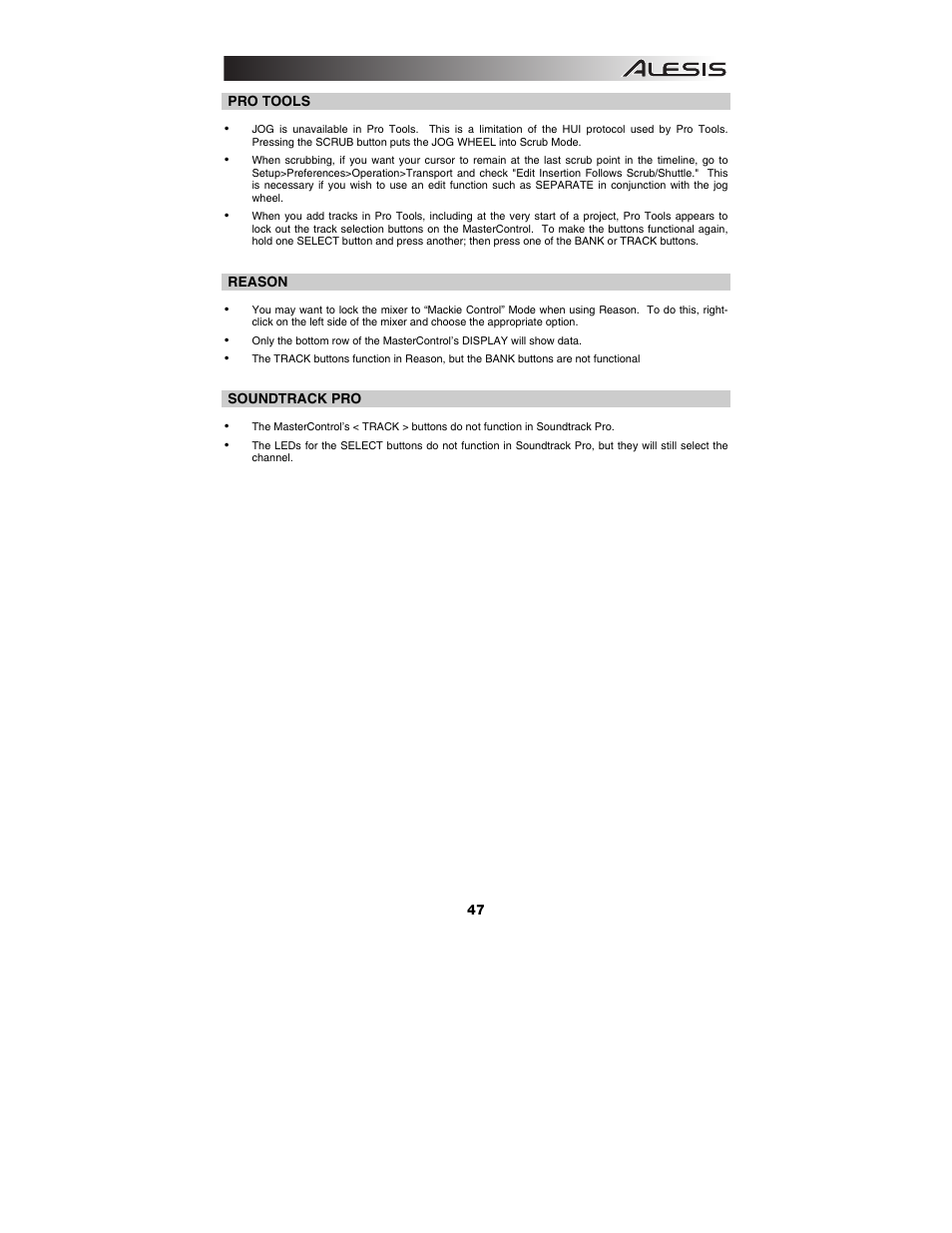 ALESIS Studio Interface MasterControl User Manual | Page 49 / 56