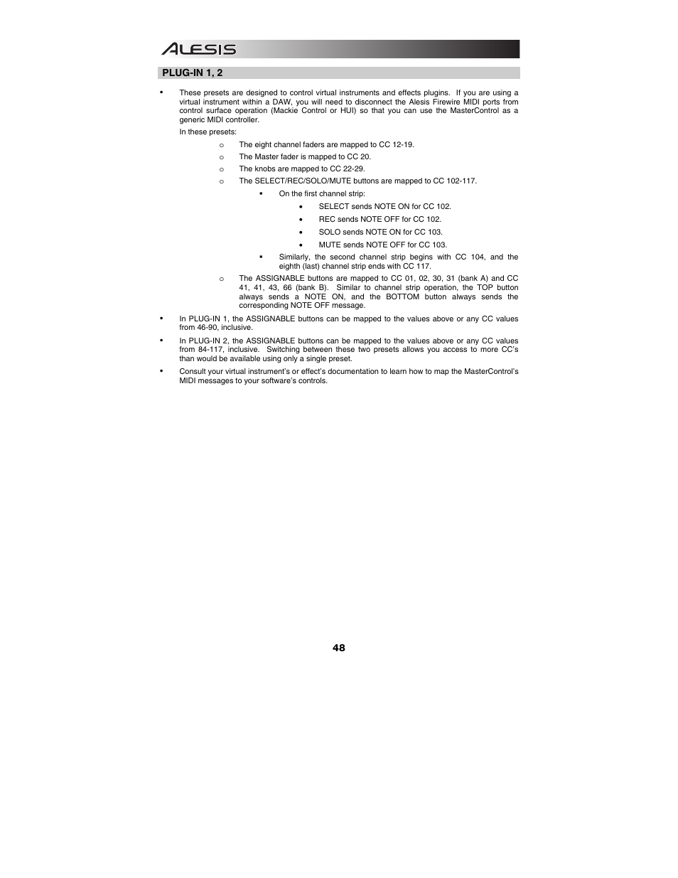 ALESIS Studio Interface MasterControl User Manual | Page 50 / 56