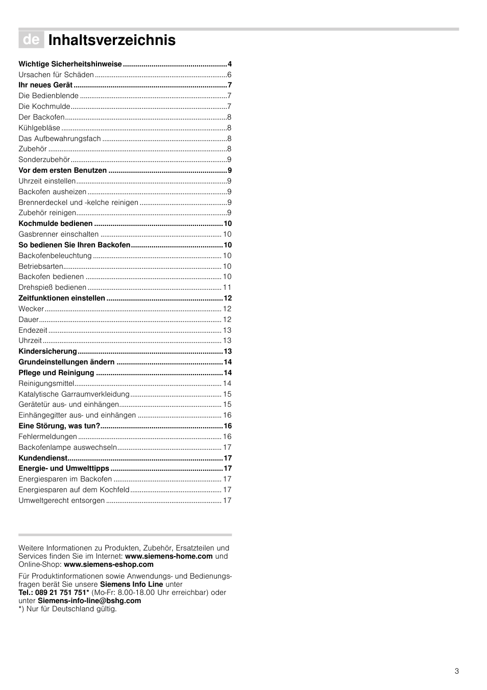 Siemens HQ738256E User Manual | Page 3 / 64