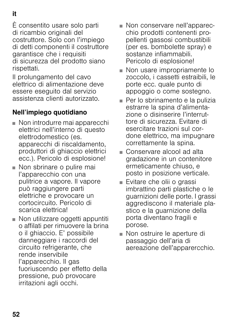 Nell’impiego quotidiano | Siemens KS36VAW41 User Manual | Page 52 / 87