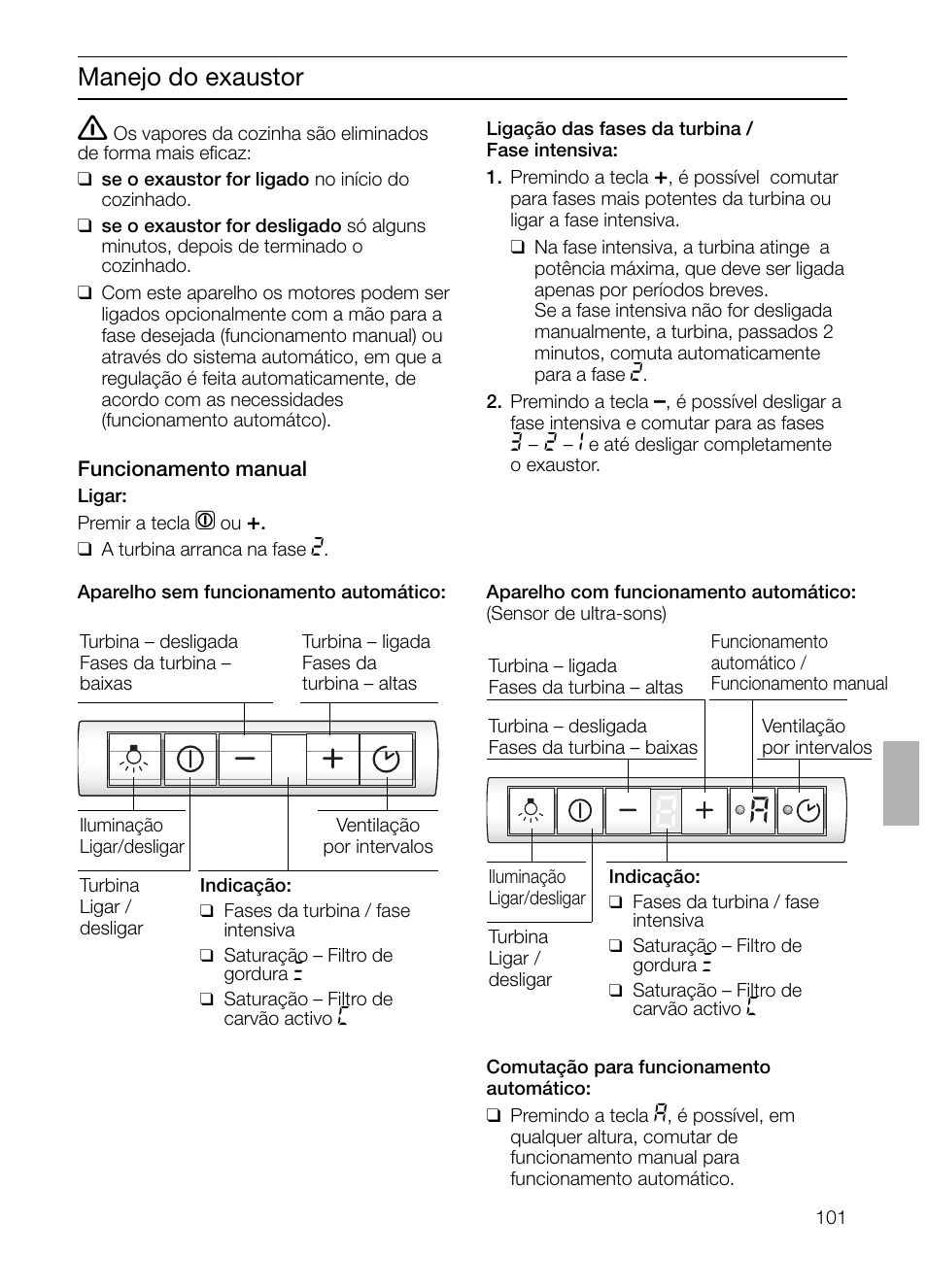 Manejo do exaustor | Siemens LI48632 User Manual | Page 101 / 116