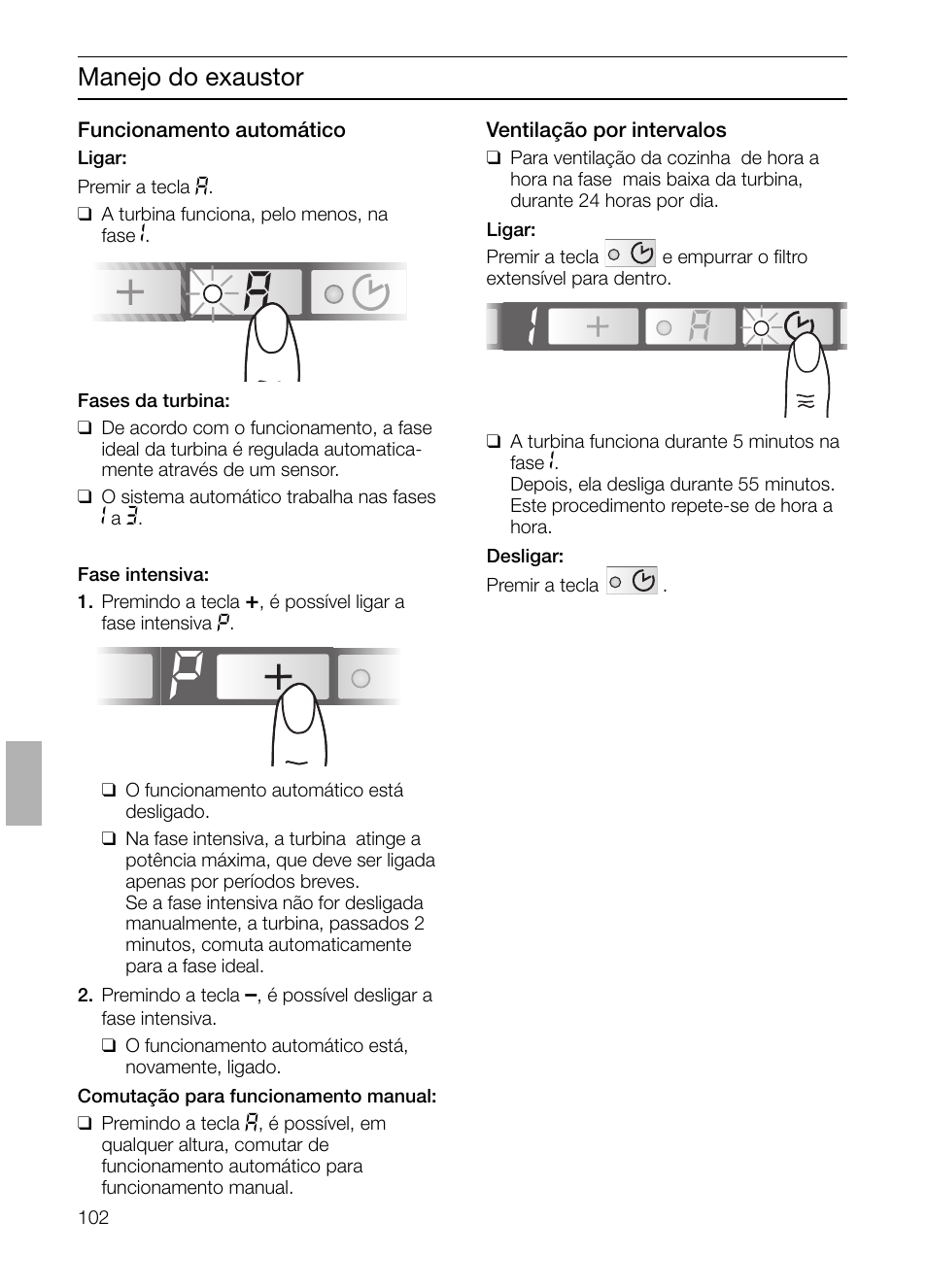 Manejo do exaustor | Siemens LI48632 User Manual | Page 102 / 116