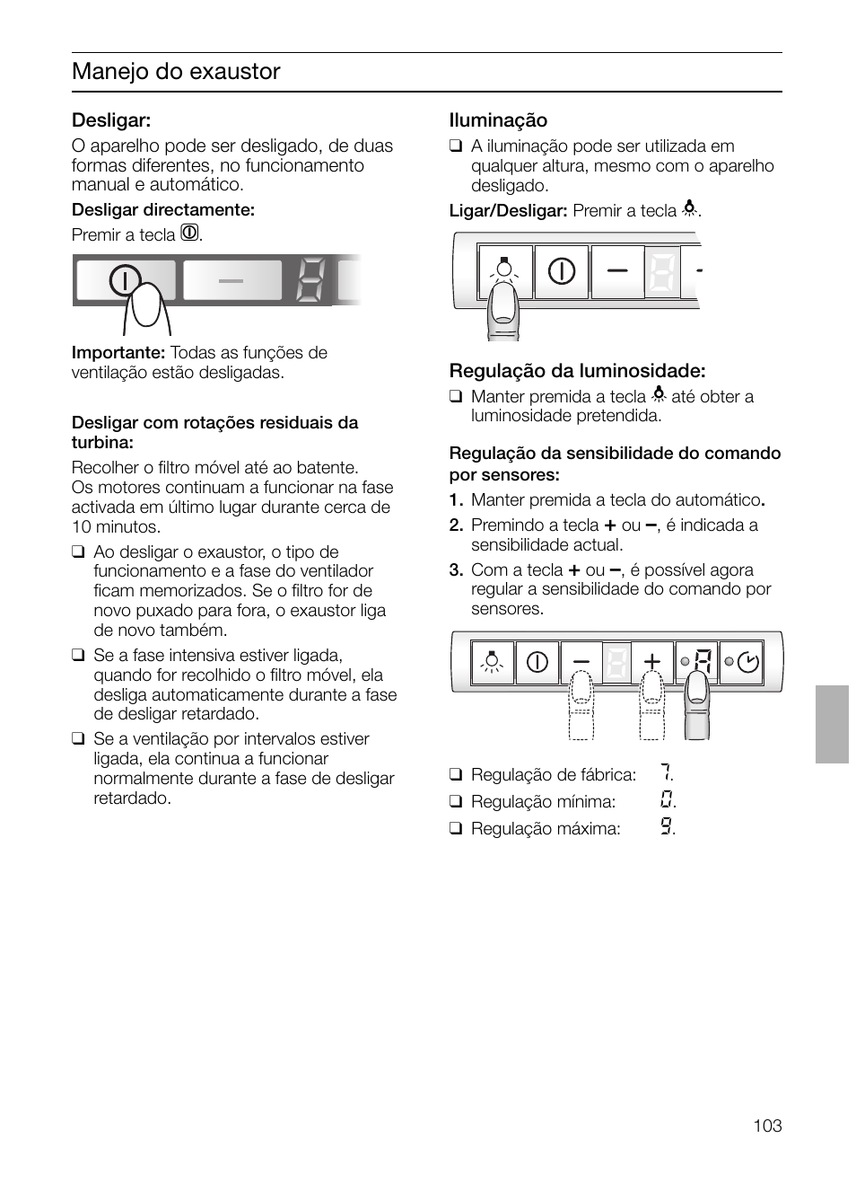 Manejo do exaustor | Siemens LI48632 User Manual | Page 103 / 116