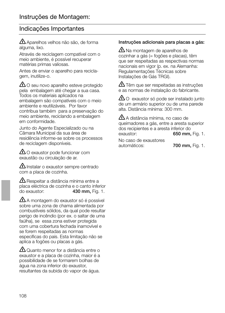 Indicações importantes instruções de montagem | Siemens LI48632 User Manual | Page 108 / 116