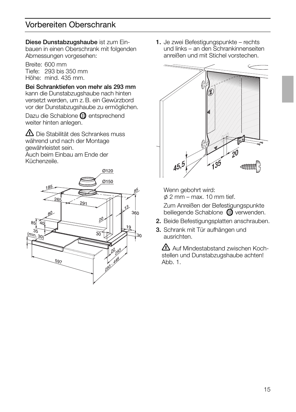 Vorbereiten oberschrank | Siemens LI48632 User Manual | Page 15 / 116