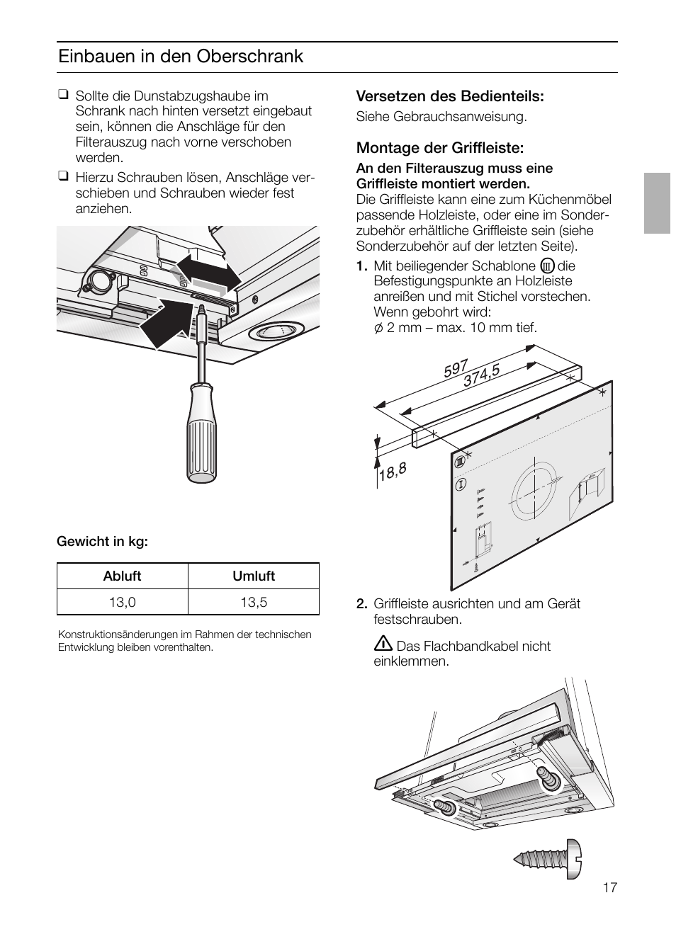 Einbauen in den oberschrank | Siemens LI48632 User Manual | Page 17 / 116