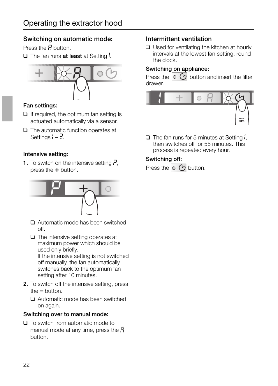 Operating the extractor hood | Siemens LI48632 User Manual | Page 22 / 116
