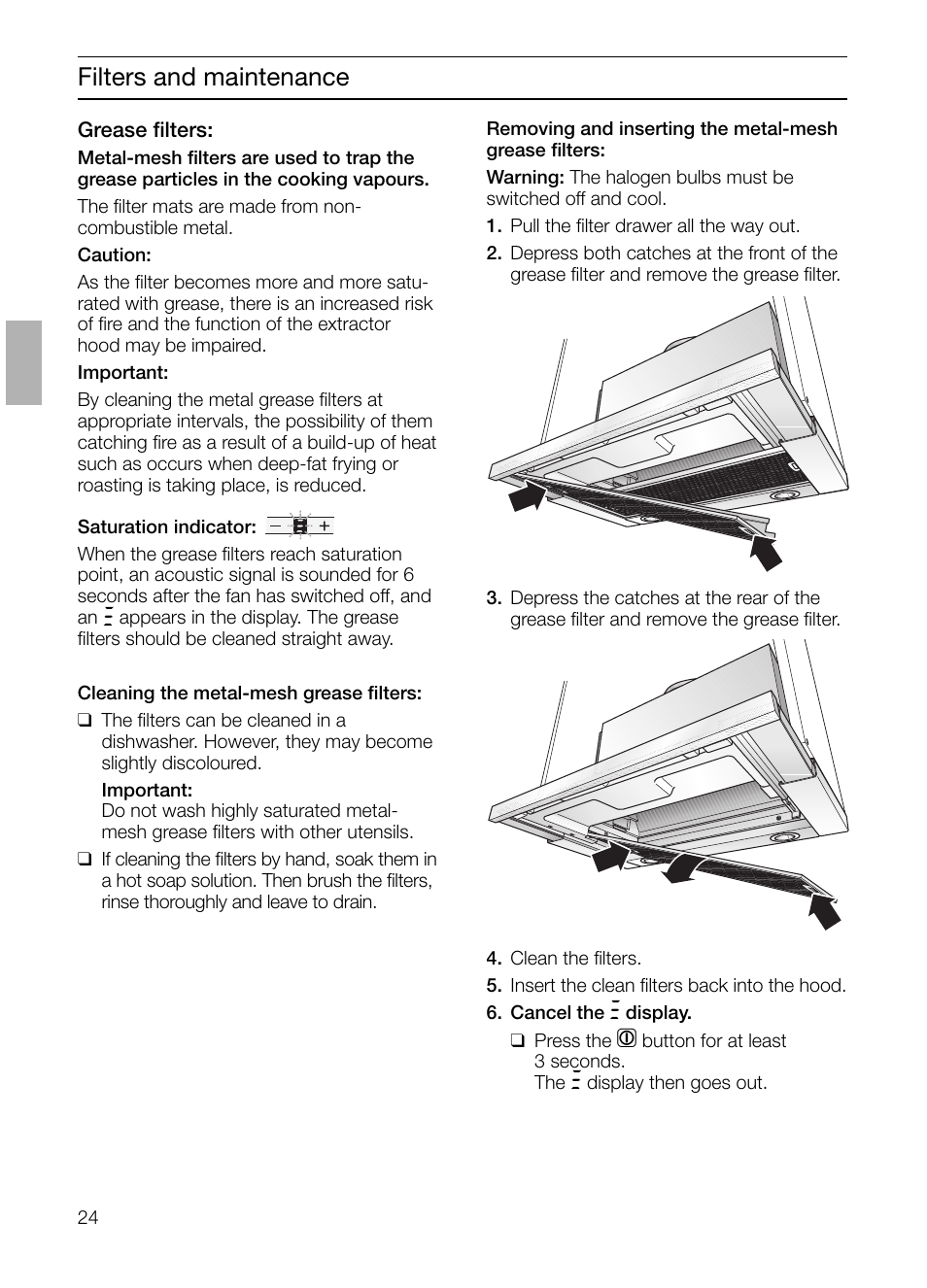 Filters and maintenance | Siemens LI48632 User Manual | Page 24 / 116