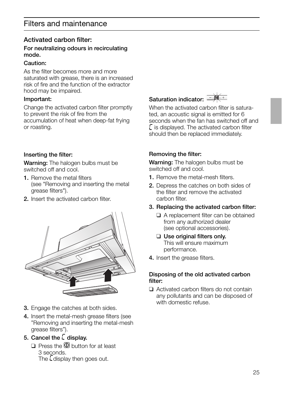 Filters and maintenance | Siemens LI48632 User Manual | Page 25 / 116