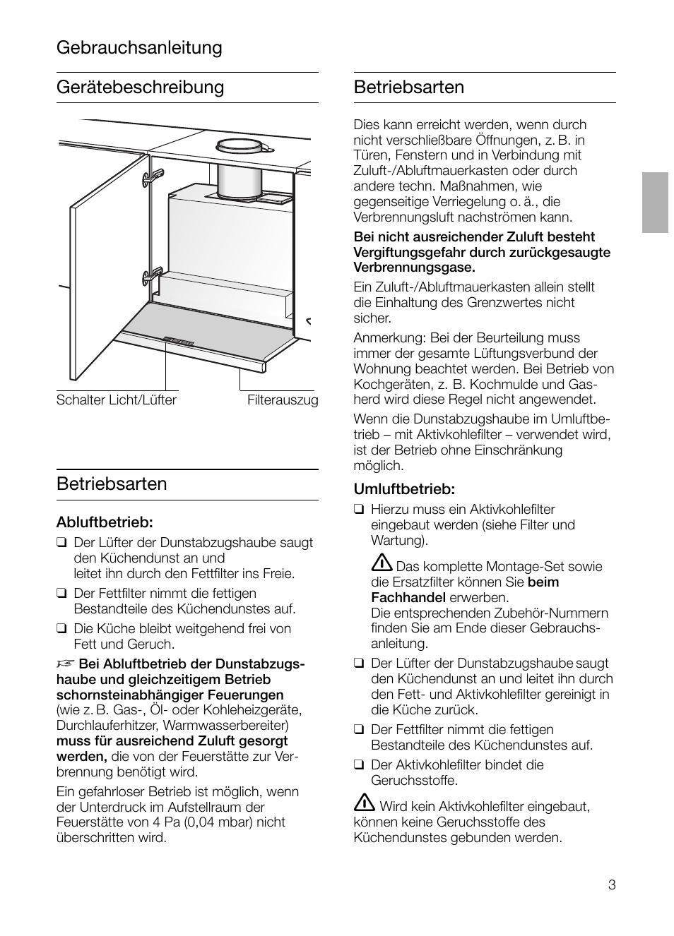 Gerätebeschreibung betriebsarten betriebsarten, Gebrauchsanleitung | Siemens LI48632 User Manual | Page 3 / 116