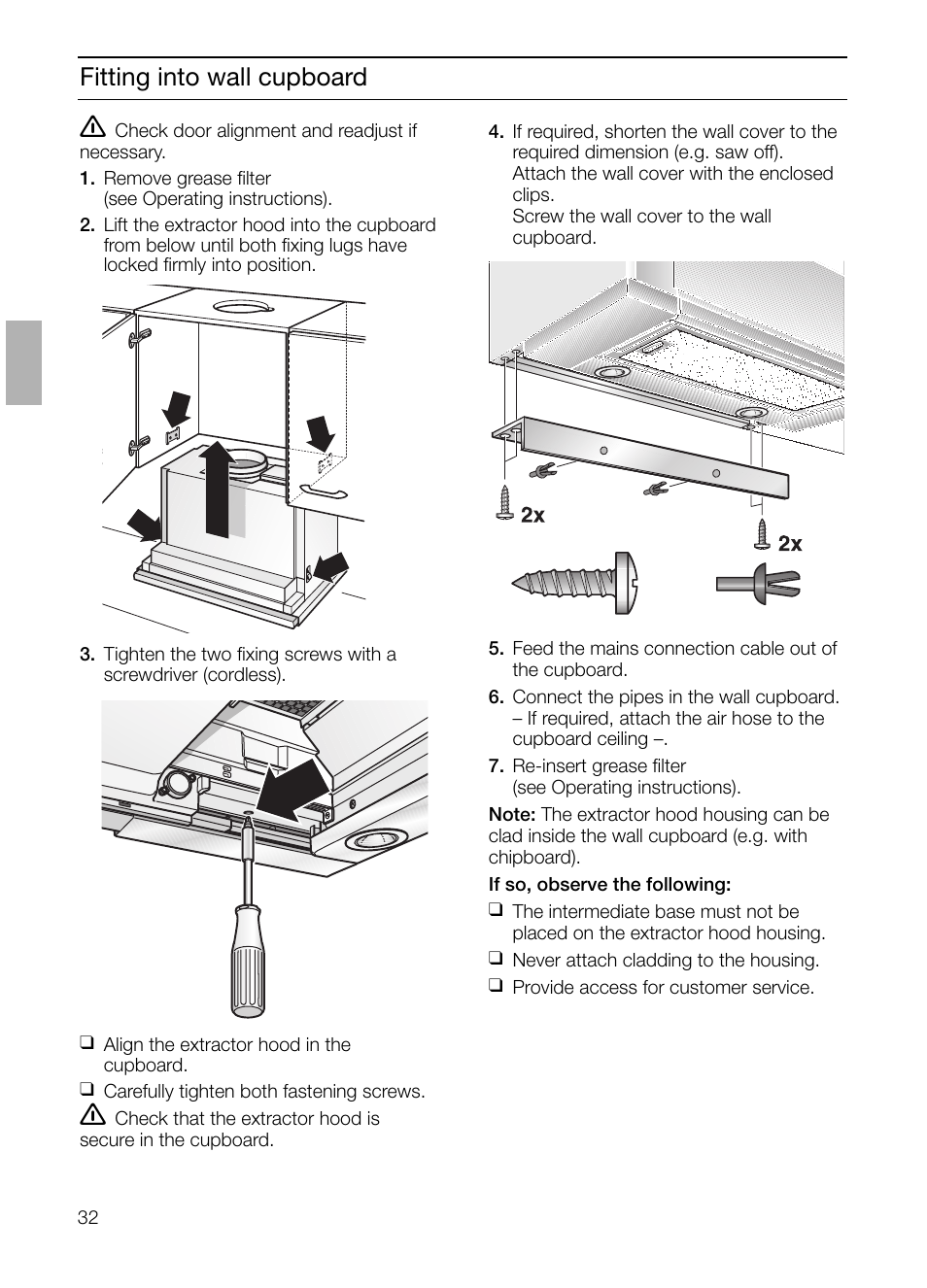 Fitting into wall cupboard | Siemens LI48632 User Manual | Page 32 / 116