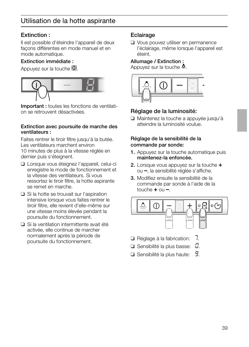 Utilisation de la hotte aspirante | Siemens LI48632 User Manual | Page 39 / 116