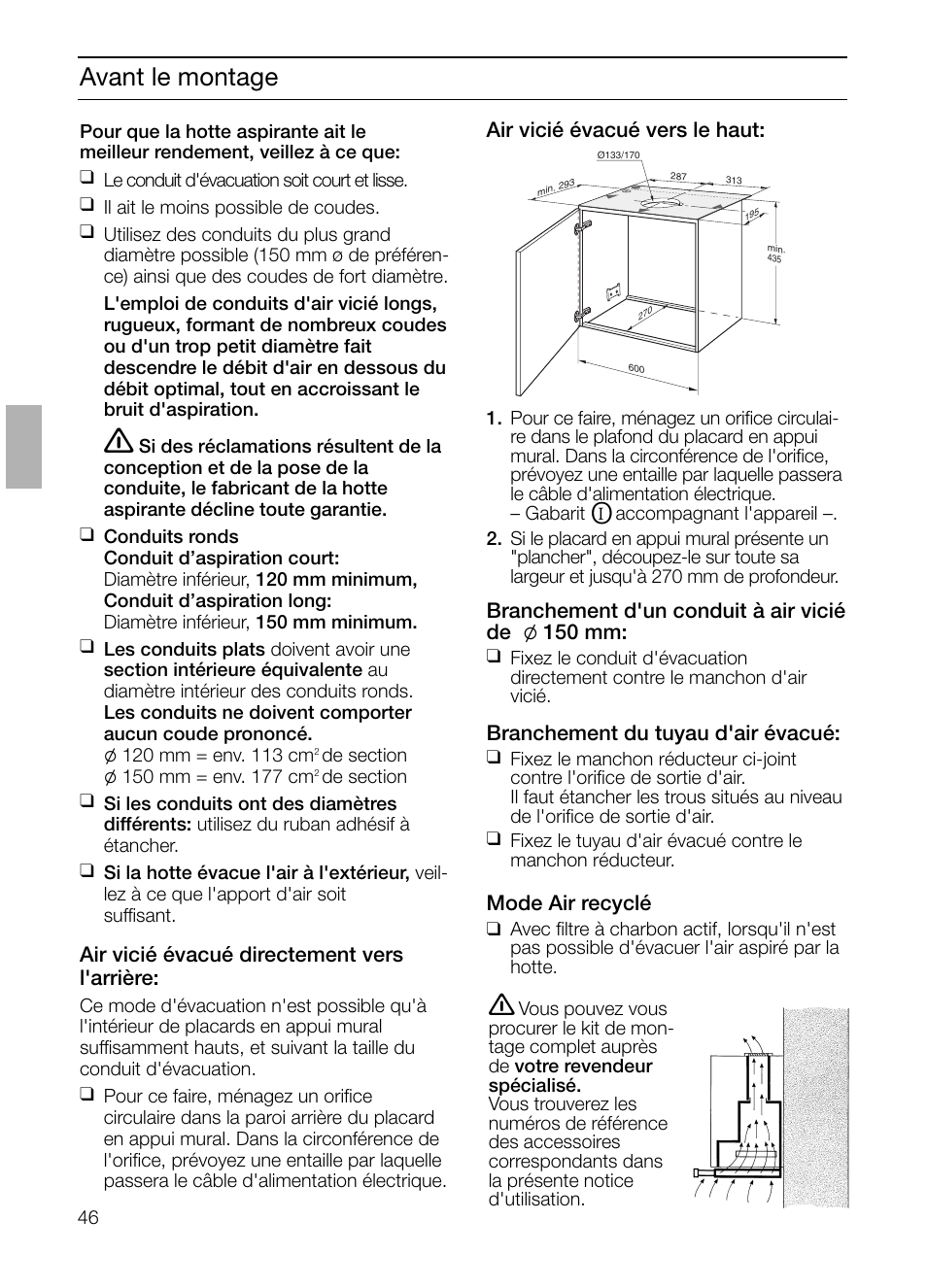 Avant le montage | Siemens LI48632 User Manual | Page 46 / 116