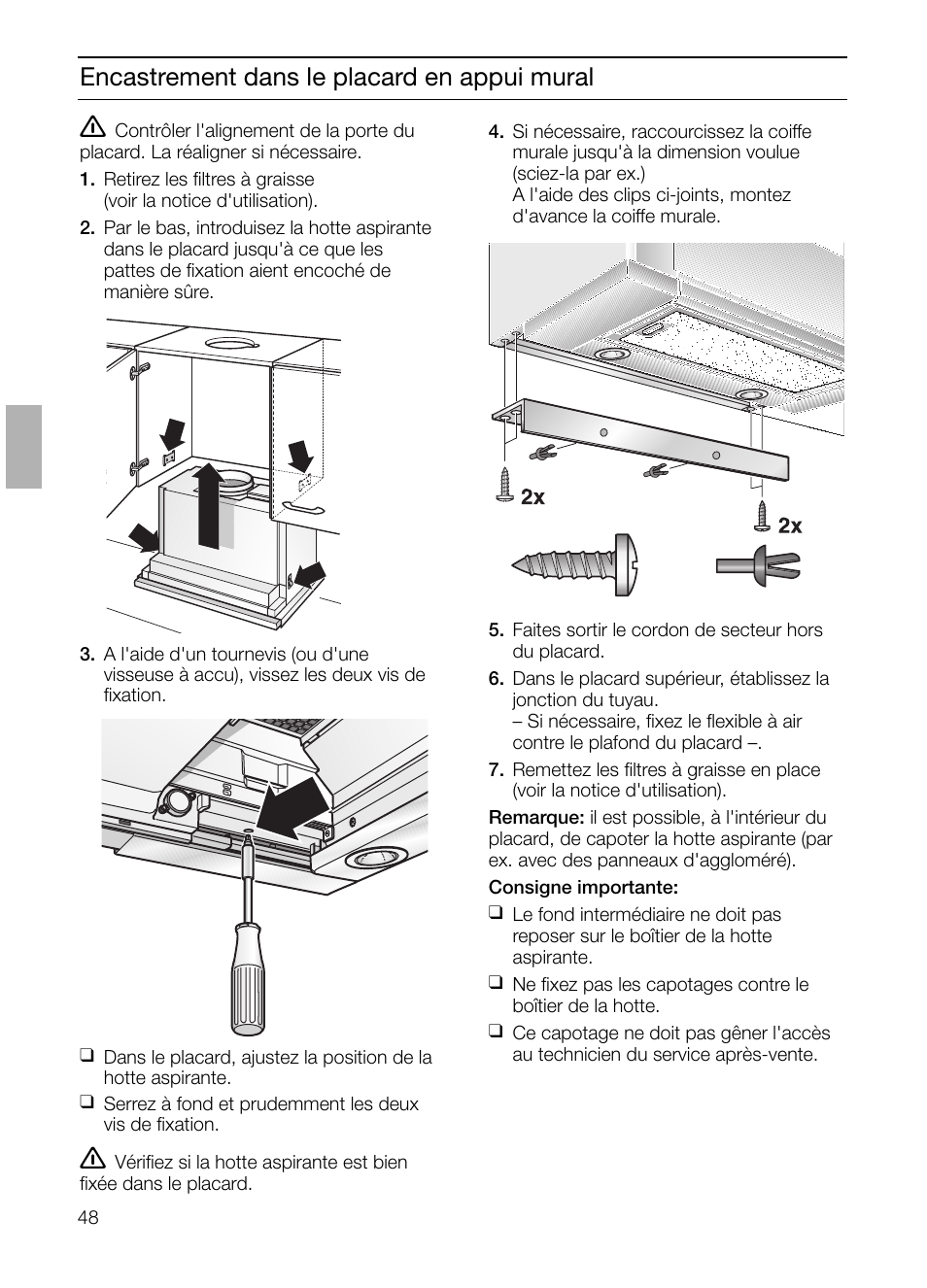 Encastrement dans le placard en appui mural | Siemens LI48632 User Manual | Page 48 / 116