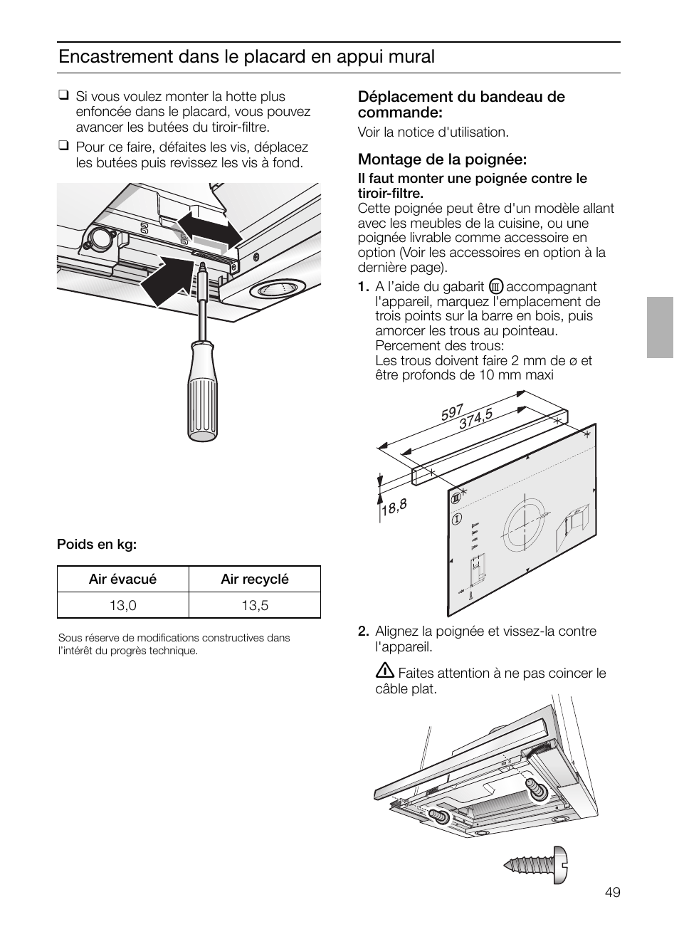 Encastrement dans le placard en appui mural | Siemens LI48632 User Manual | Page 49 / 116