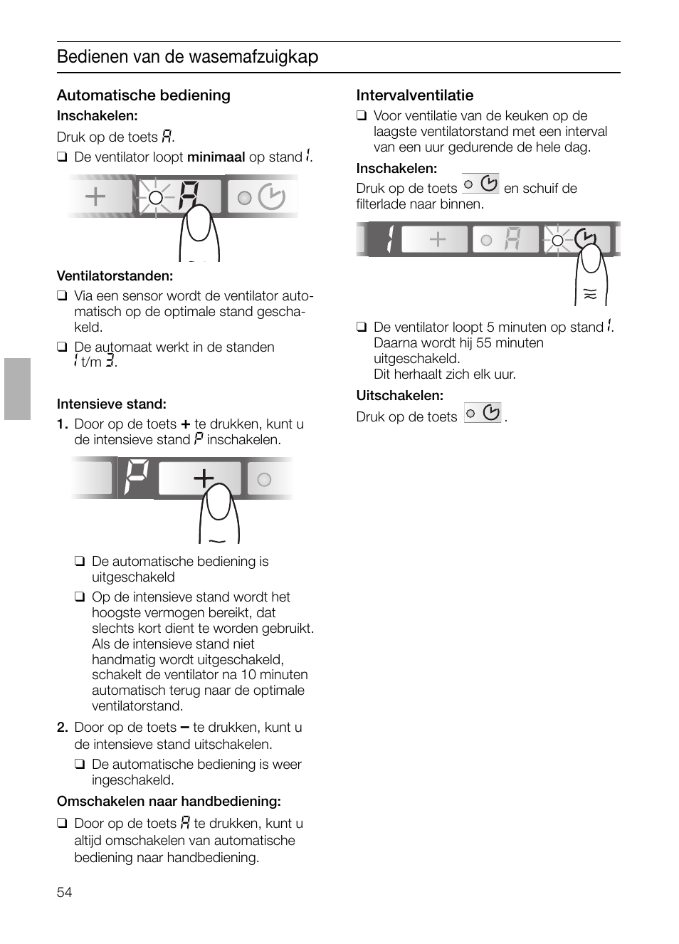 Bedienen van de wasemafzuigkap | Siemens LI48632 User Manual | Page 54 / 116
