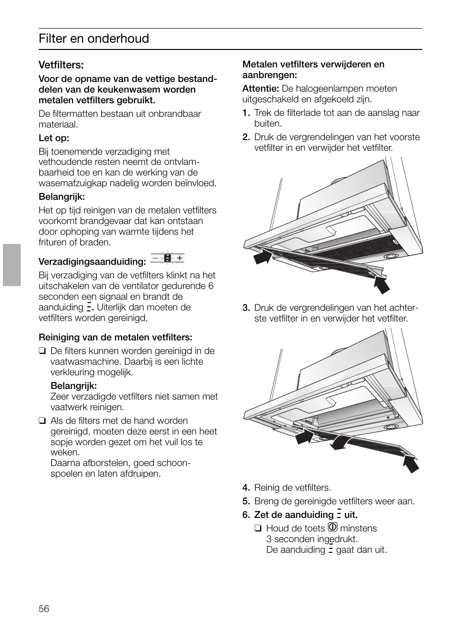 Filter en onderhoud | Siemens LI48632 User Manual | Page 56 / 116