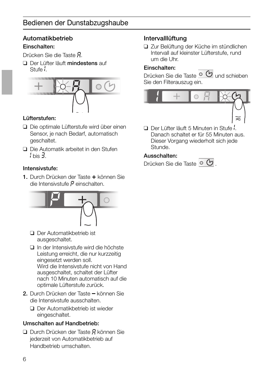 Bedienen der dunstabzugshaube | Siemens LI48632 User Manual | Page 6 / 116