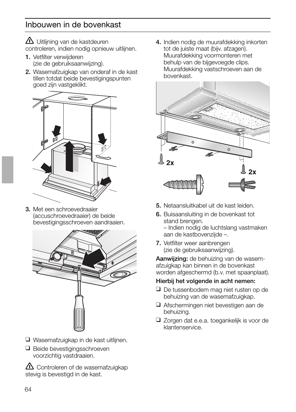 Inbouwen in de bovenkast | Siemens LI48632 User Manual | Page 64 / 116