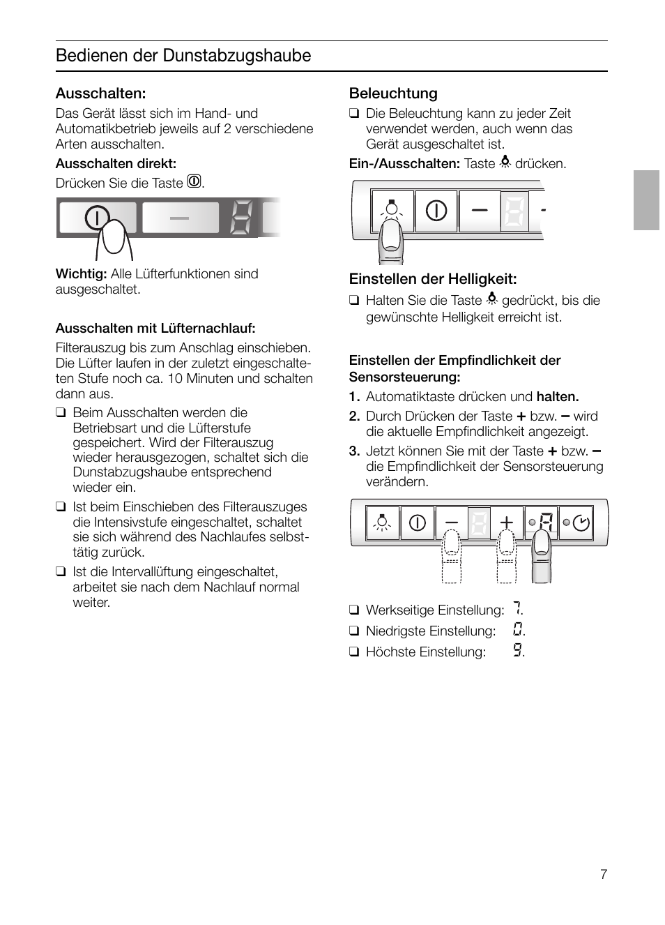 Bedienen der dunstabzugshaube | Siemens LI48632 User Manual | Page 7 / 116