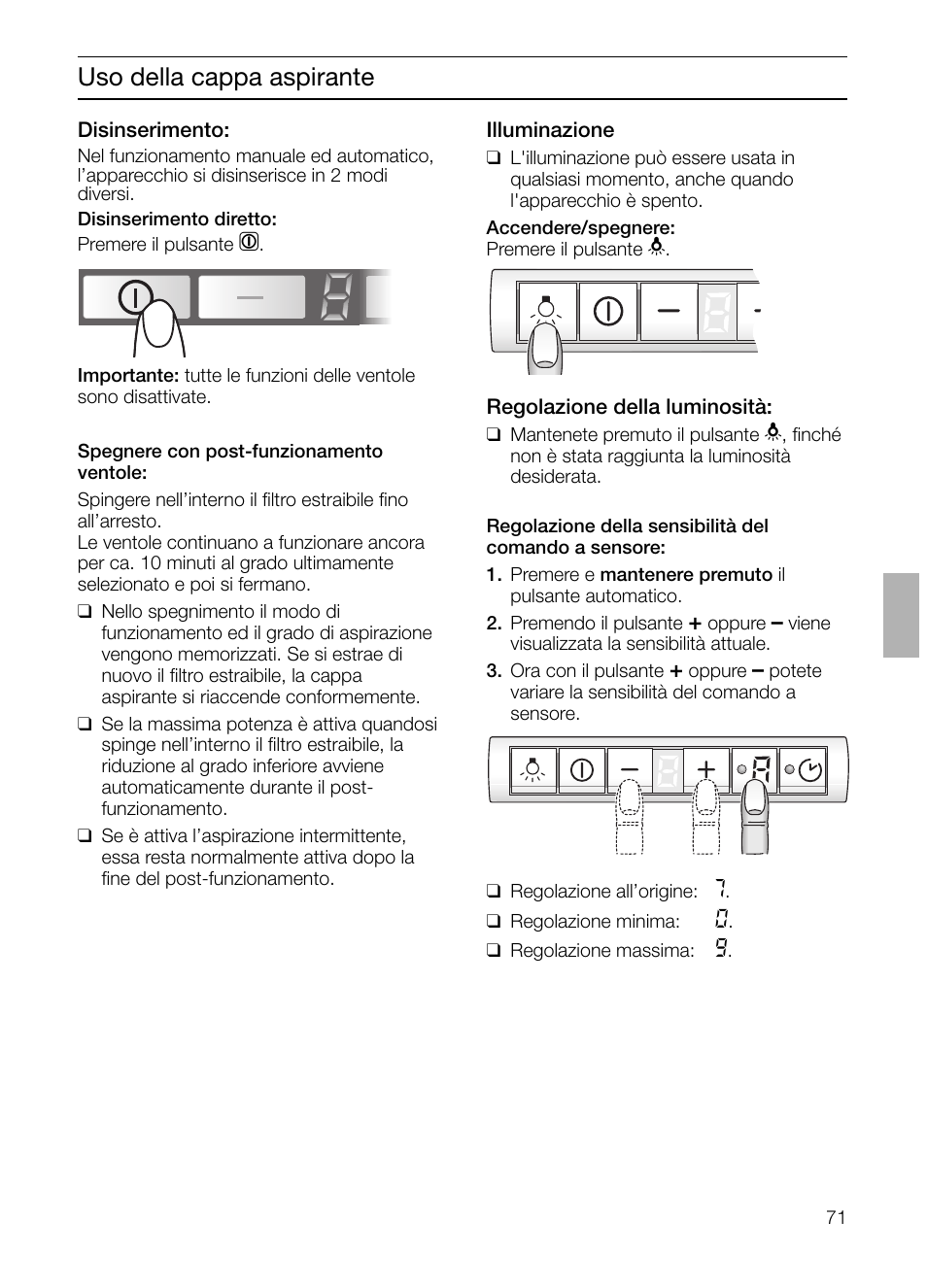 Uso della cappa aspirante | Siemens LI48632 User Manual | Page 71 / 116