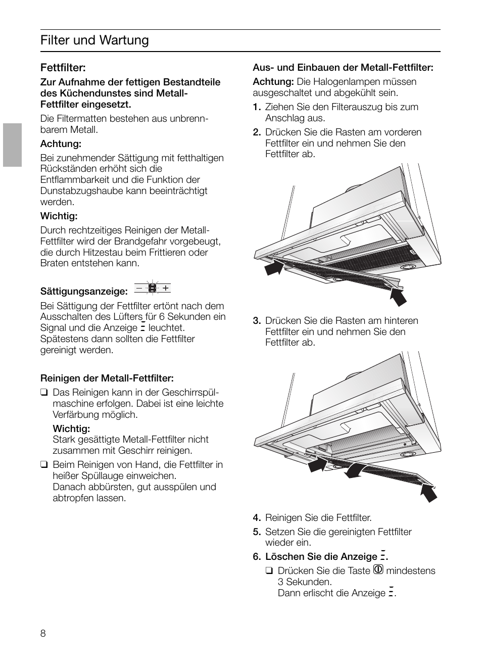 Filter und wartung | Siemens LI48632 User Manual | Page 8 / 116
