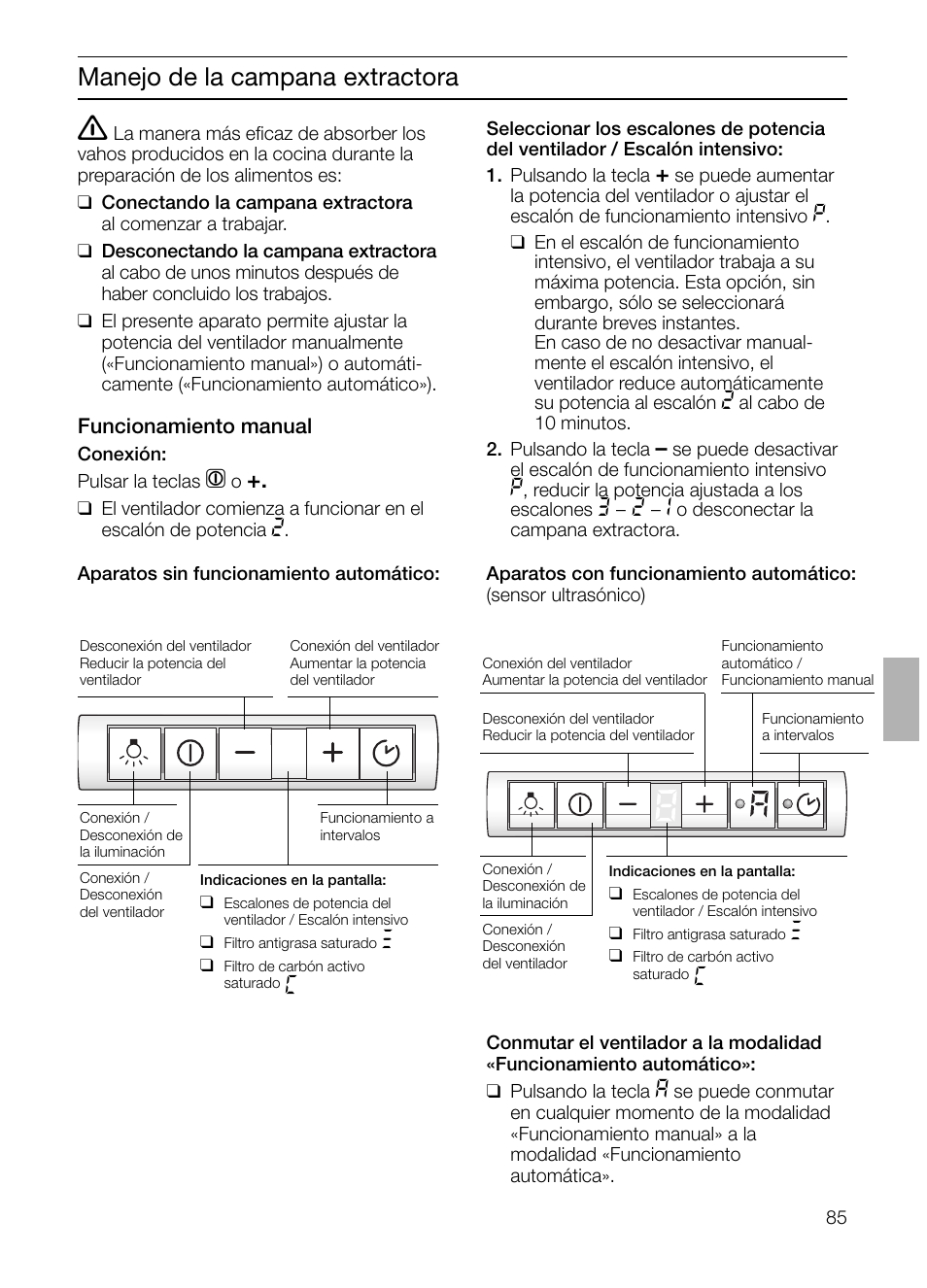 Manejo de la campana extractora | Siemens LI48632 User Manual | Page 85 / 116