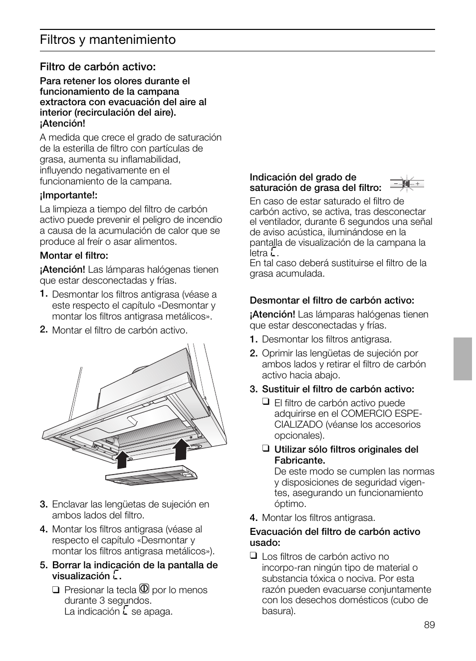 Filtros y mantenimiento | Siemens LI48632 User Manual | Page 89 / 116