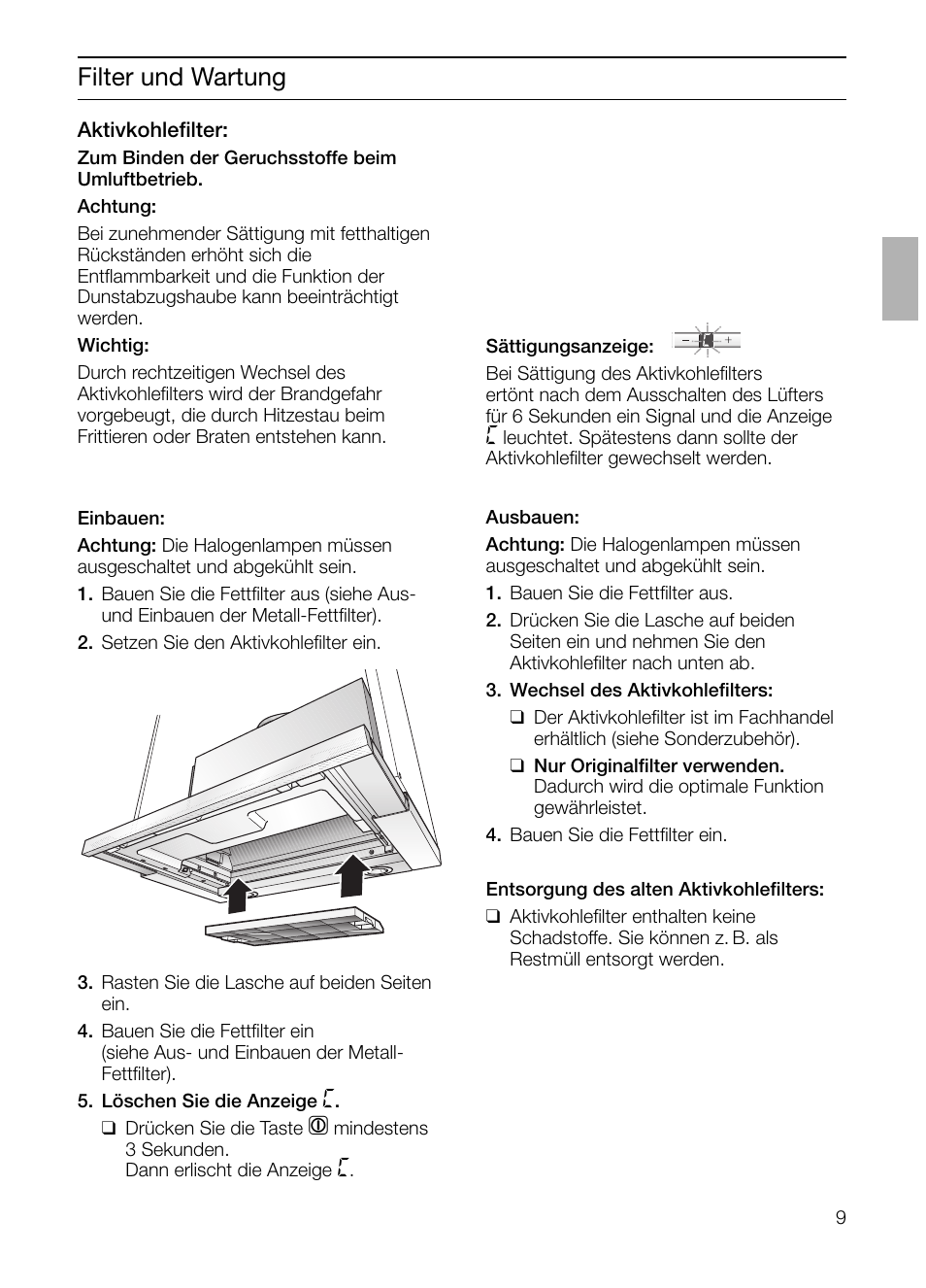 Filter und wartung | Siemens LI48632 User Manual | Page 9 / 116