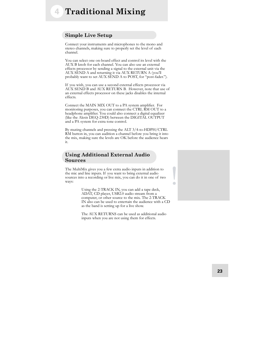 Traditional mixing | ALESIS MULTIMIX 16 User Manual | Page 25 / 60