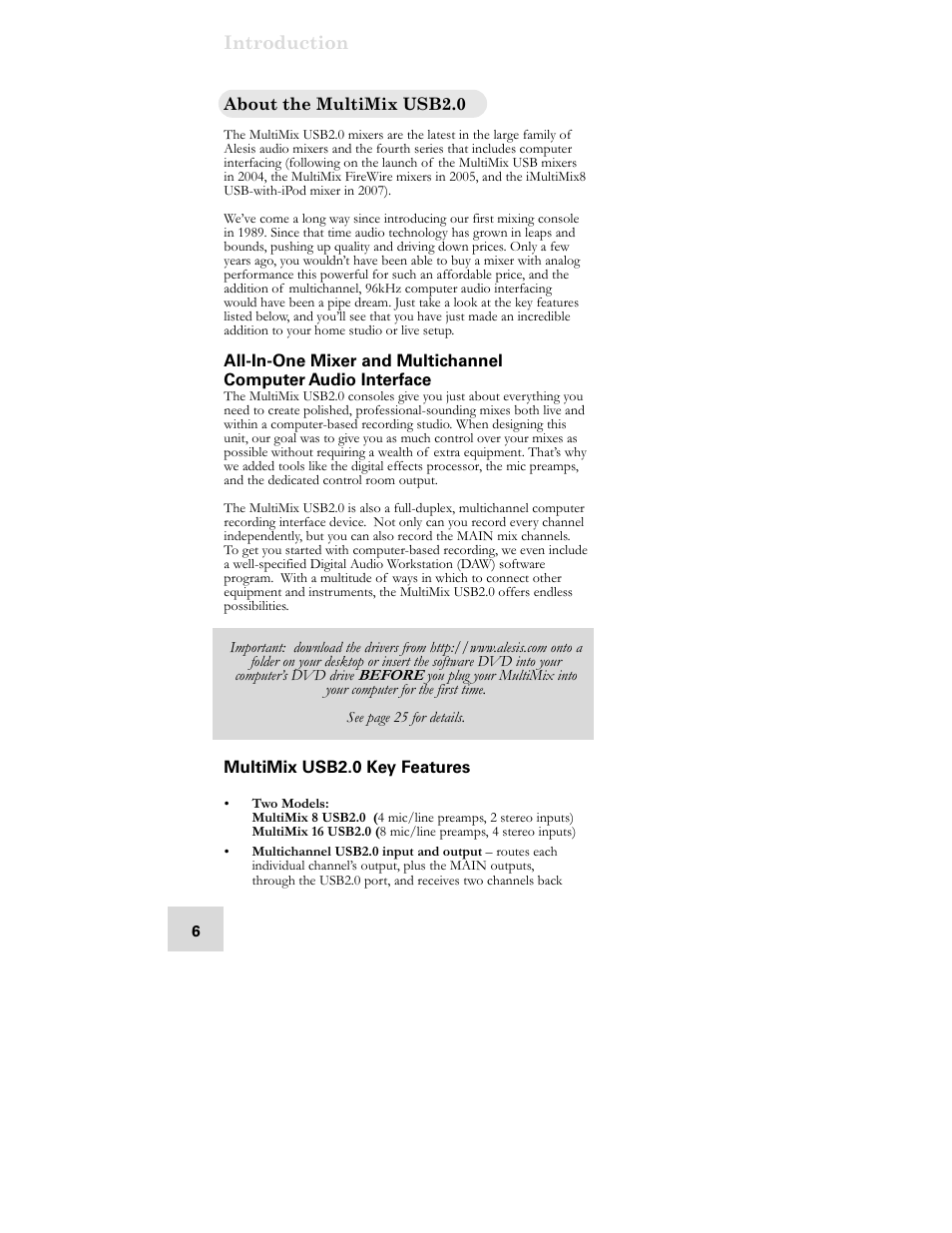 ALESIS MULTIMIX 16 User Manual | Page 8 / 60