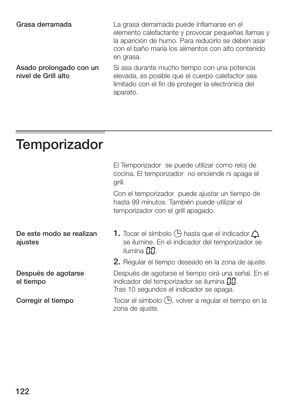 Temporizador | Siemens ET475MU11E User Manual | Page 122 / 128