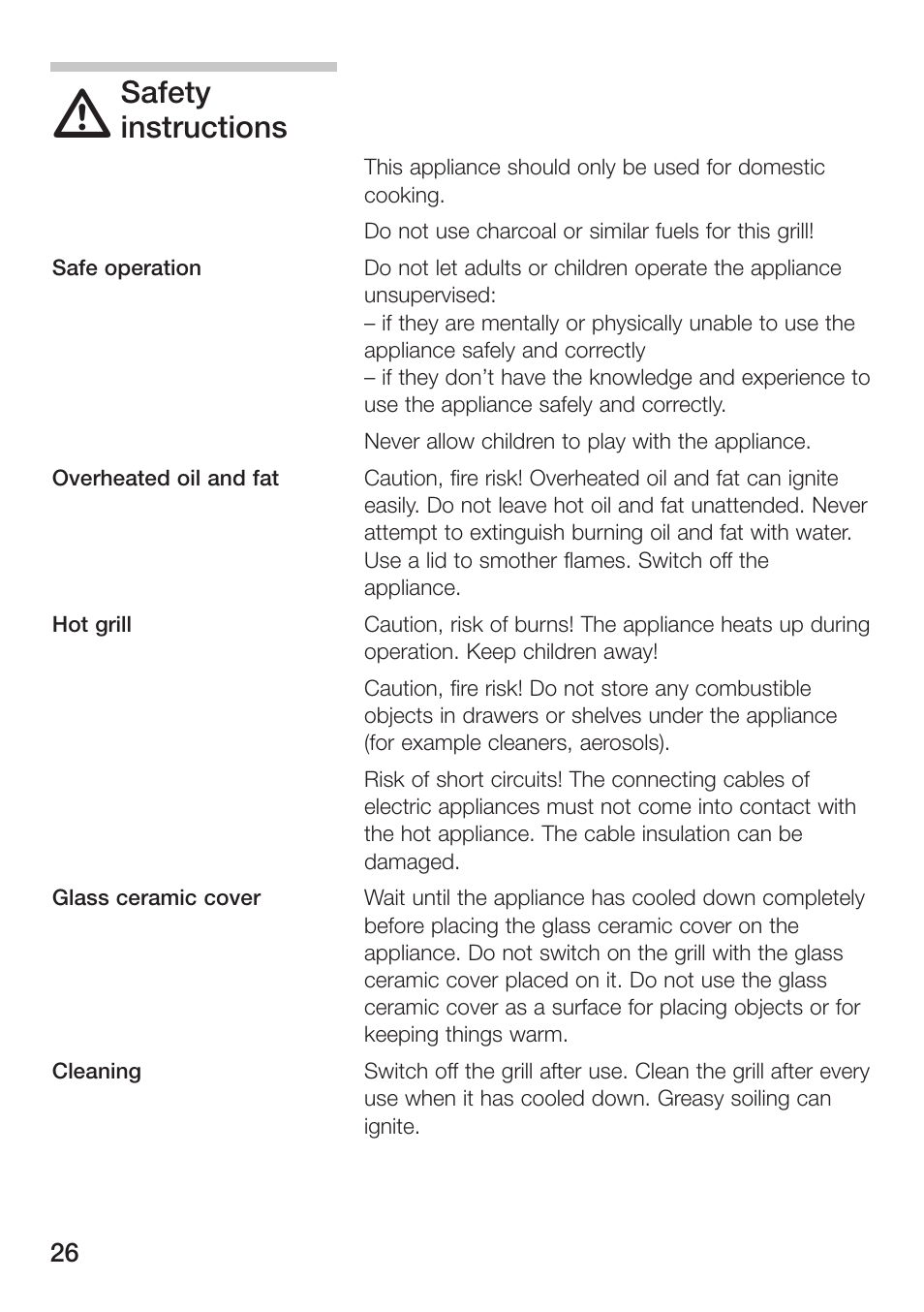 Safety, Instructions | Siemens ET475MU11E User Manual | Page 26 / 128