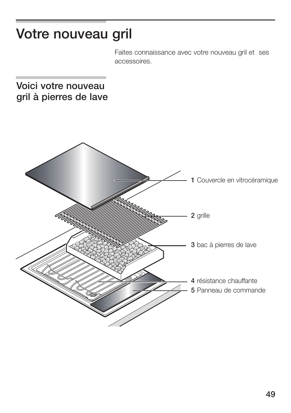 Votre nouveau gril, Voici votre nouveau gril à pierres de lave | Siemens ET475MU11E User Manual | Page 49 / 128