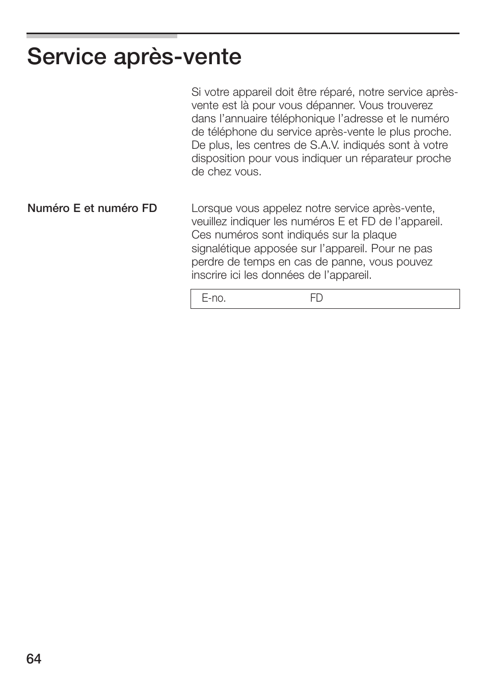 Service après-vente | Siemens ET475MU11E User Manual | Page 64 / 128