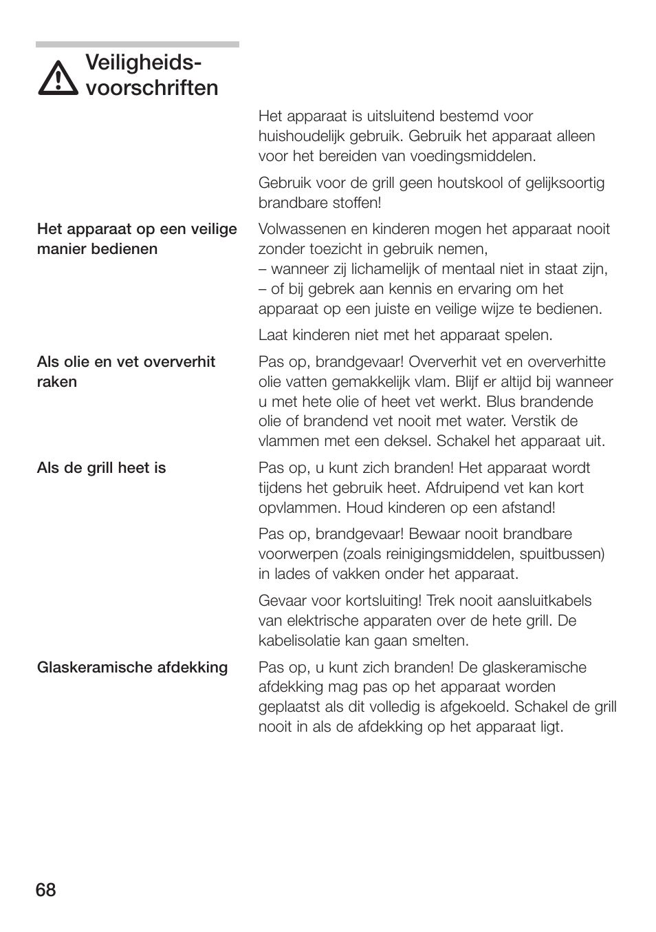 Veiligheids, Voorschriften | Siemens ET475MU11E User Manual | Page 68 / 128