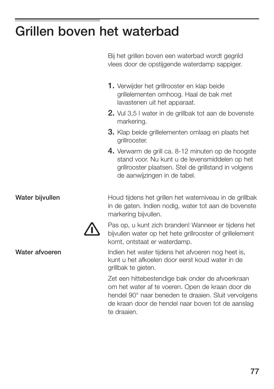 Grillen boven het waterbad | Siemens ET475MU11E User Manual | Page 77 / 128