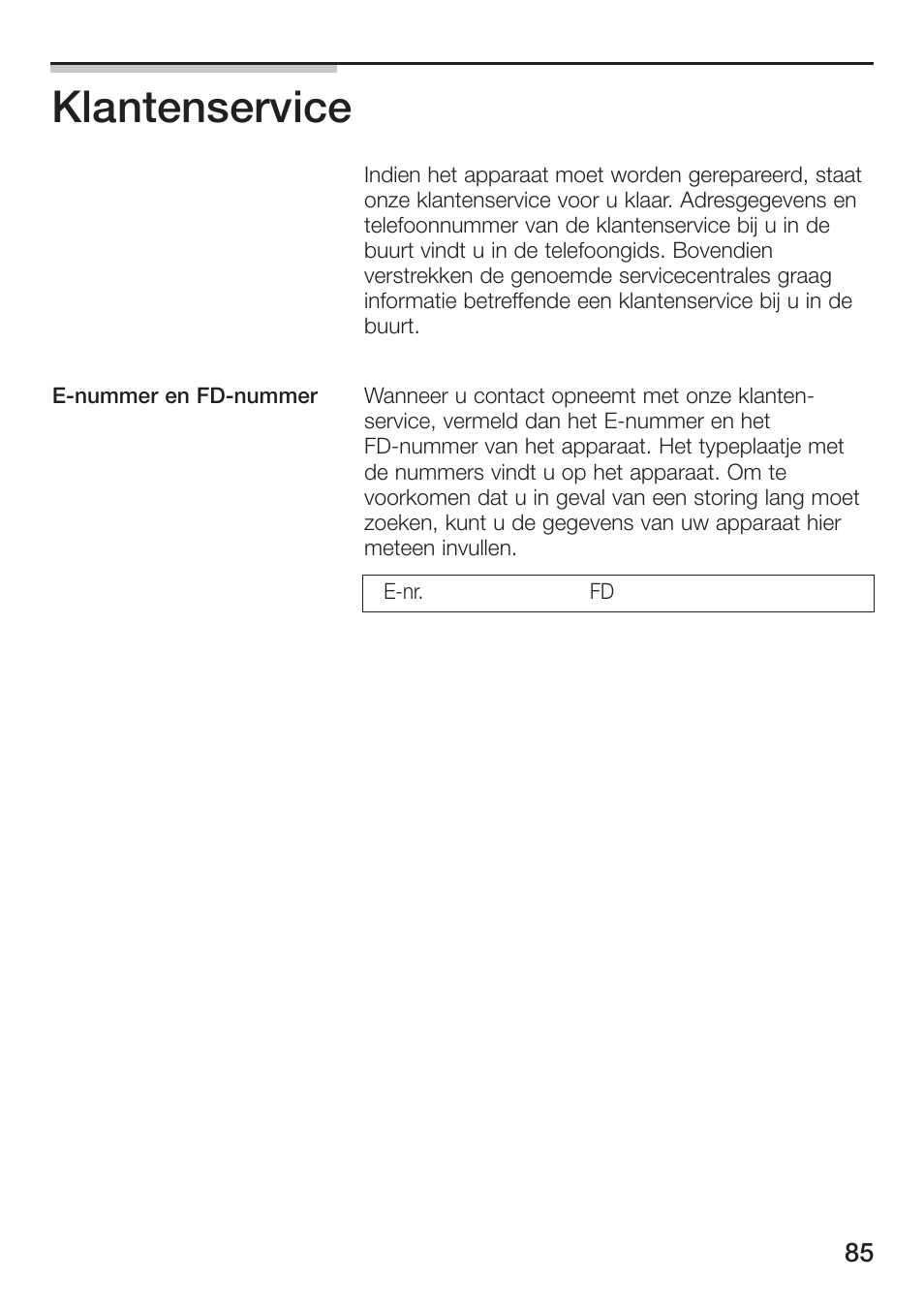 Klantenservice | Siemens ET475MU11E User Manual | Page 85 / 128