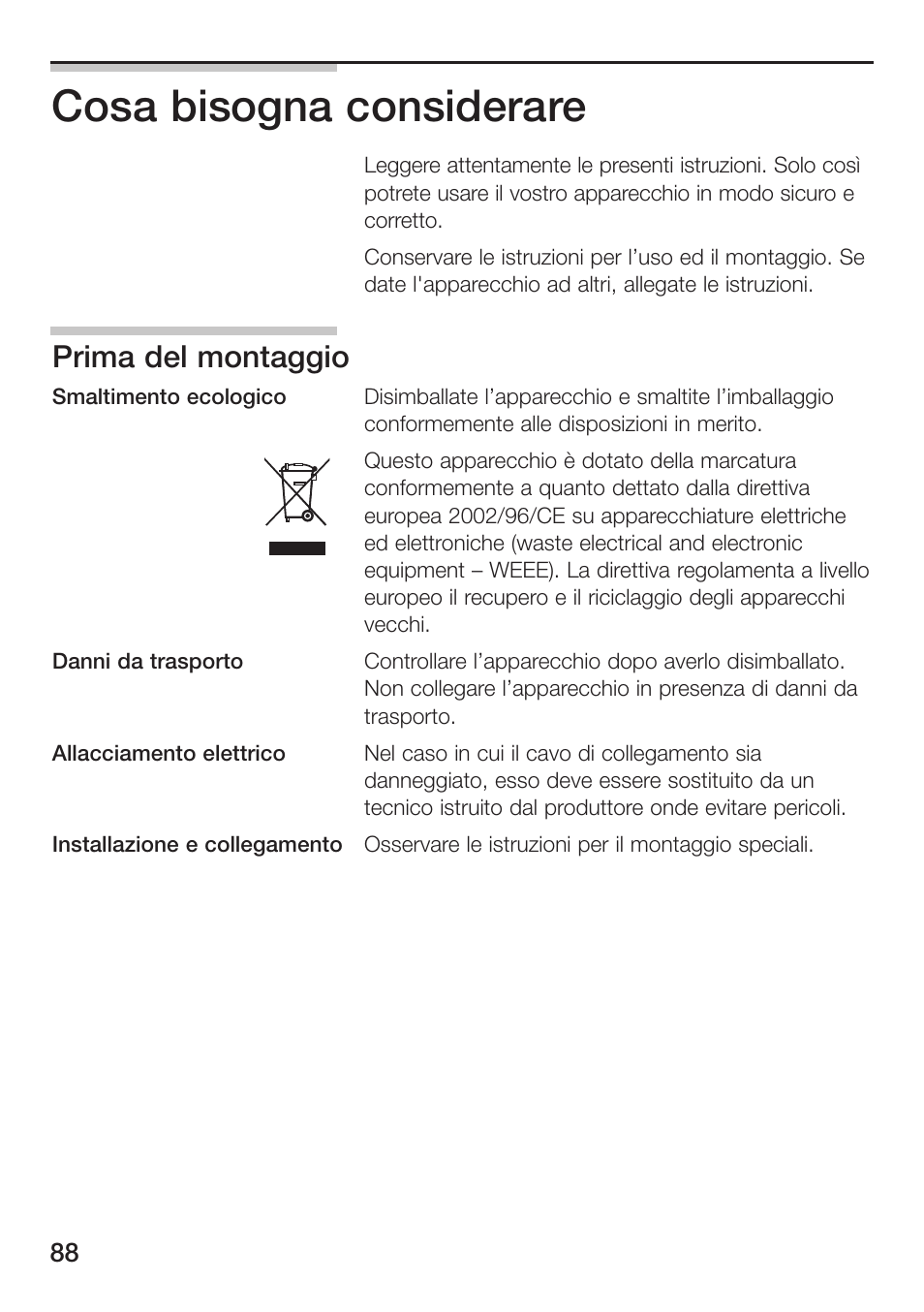 Cosa bisogna considerare, Prima del montaggio | Siemens ET475MU11E User Manual | Page 88 / 128