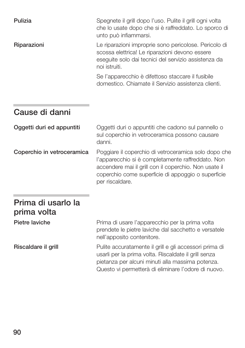 Cause di danni, Prima di usarlo la prima volta | Siemens ET475MU11E User Manual | Page 90 / 128