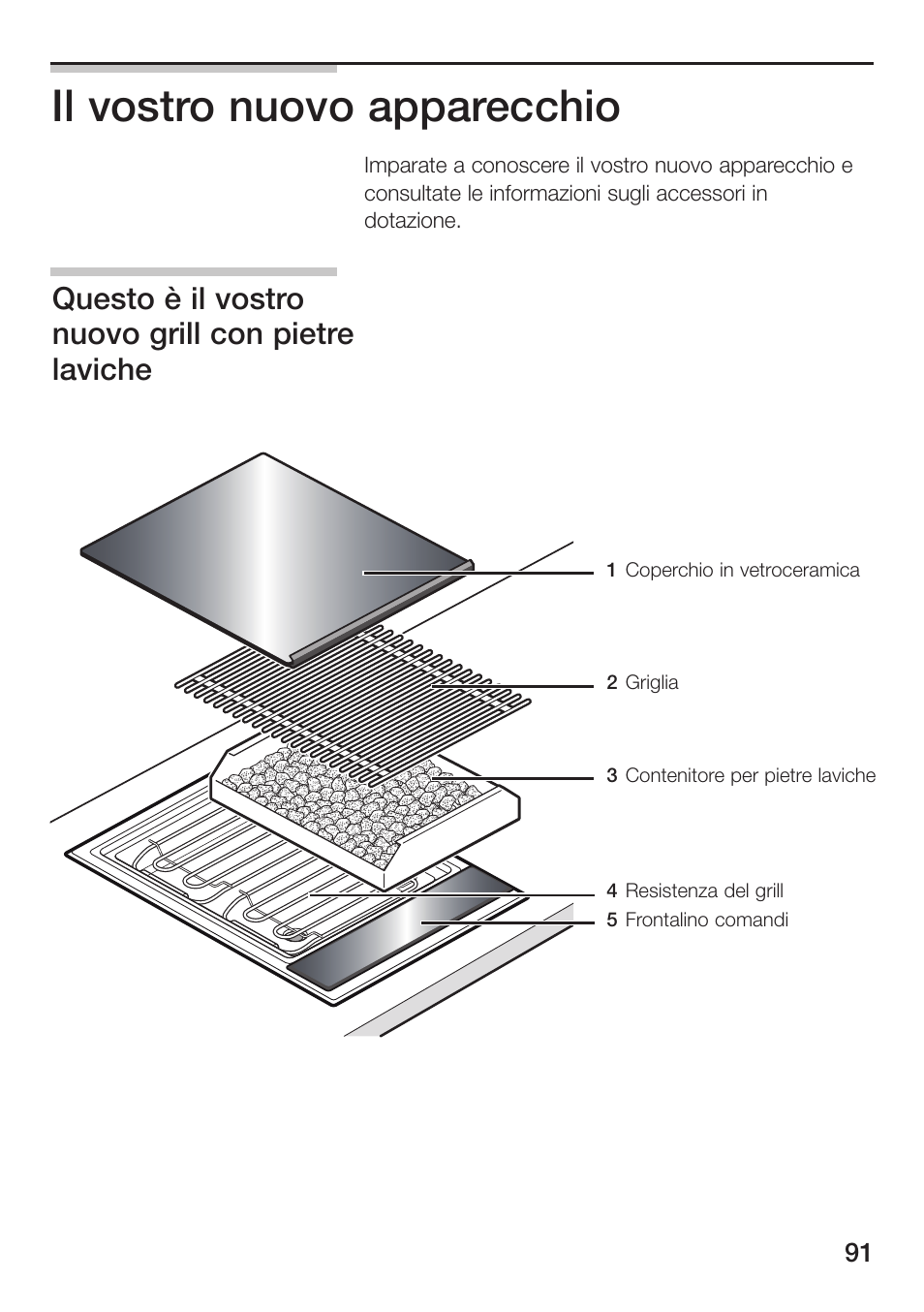 Il vostro nuovo apparecchio, Questo è il vostro nuovo grill con pietre laviche | Siemens ET475MU11E User Manual | Page 91 / 128