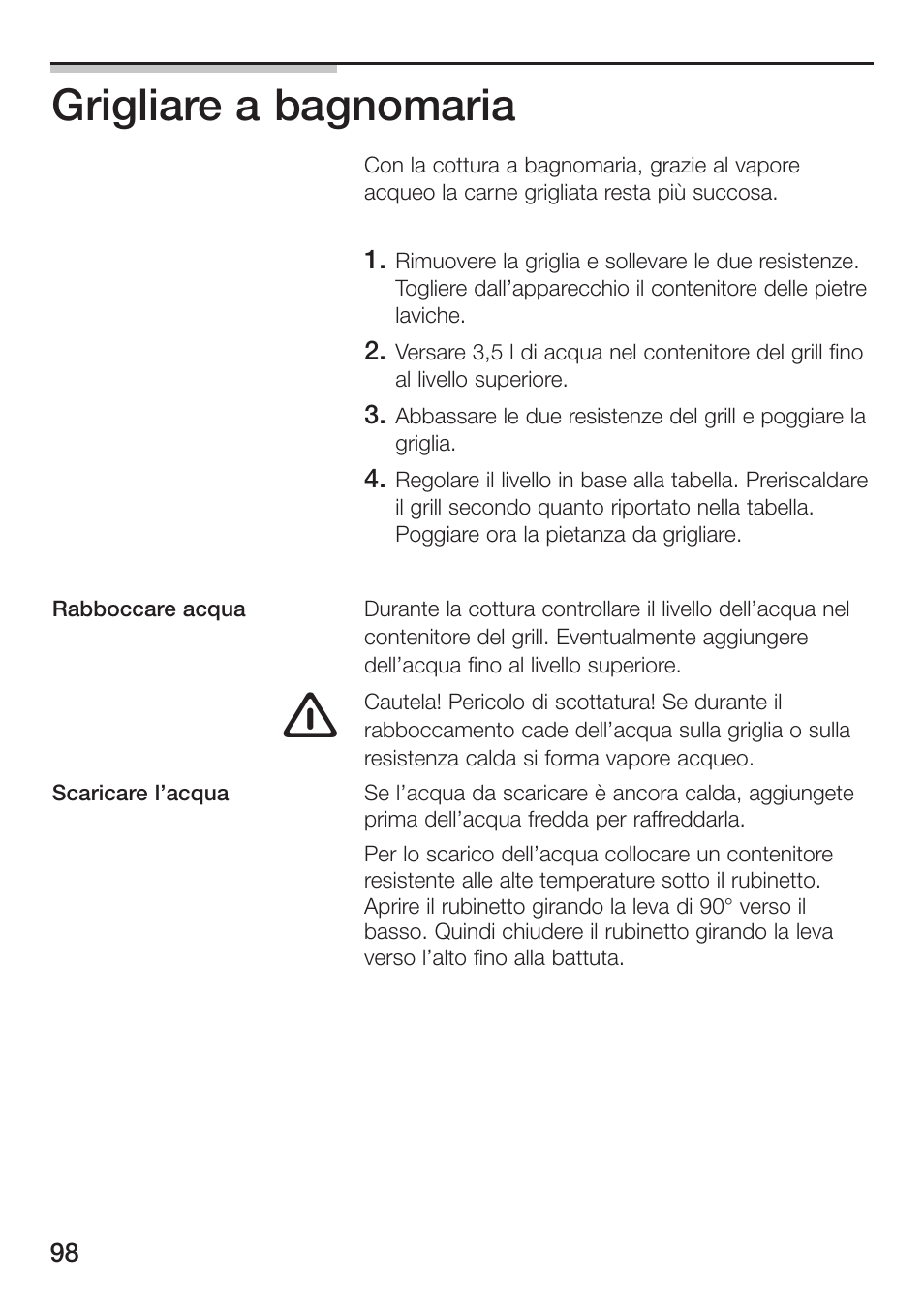 Grigliare a bagnomaria | Siemens ET475MU11E User Manual | Page 98 / 128