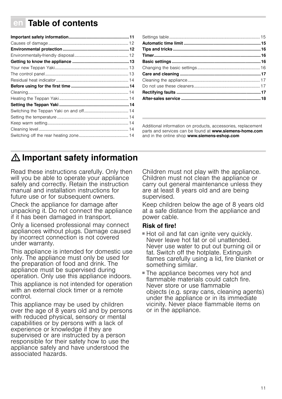 Siemens ET475MY11E User Manual | Page 11 / 44