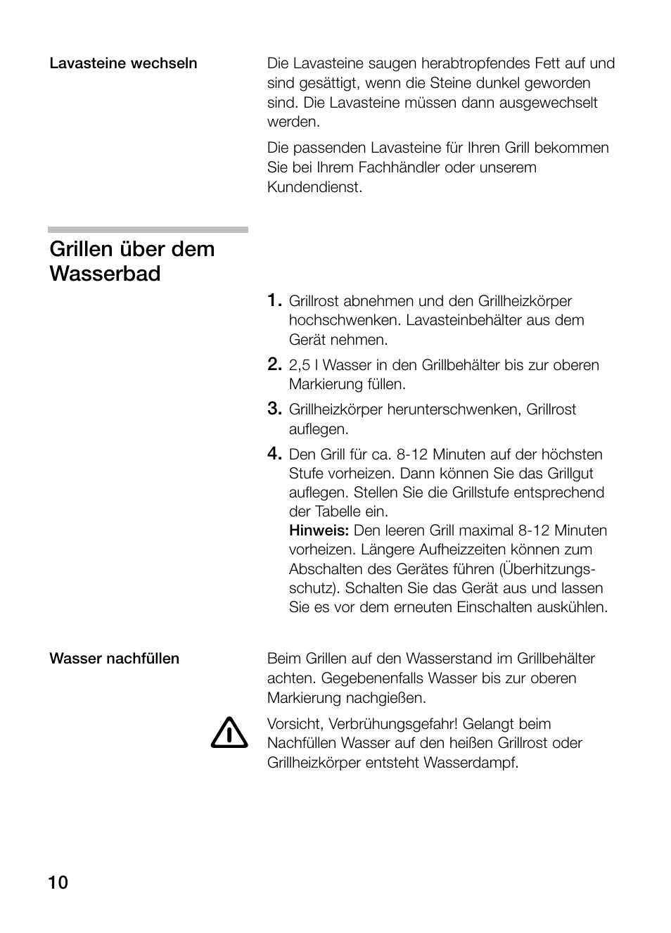 Grillen über dem wasserbad | Siemens ET375GU11E User Manual | Page 10 / 120