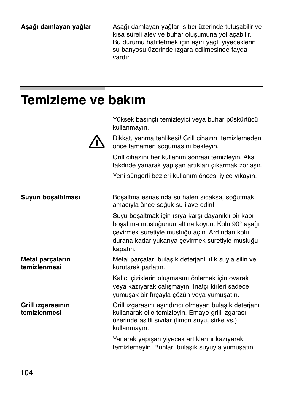 Temizleme ve bakım | Siemens ET375GU11E User Manual | Page 104 / 120