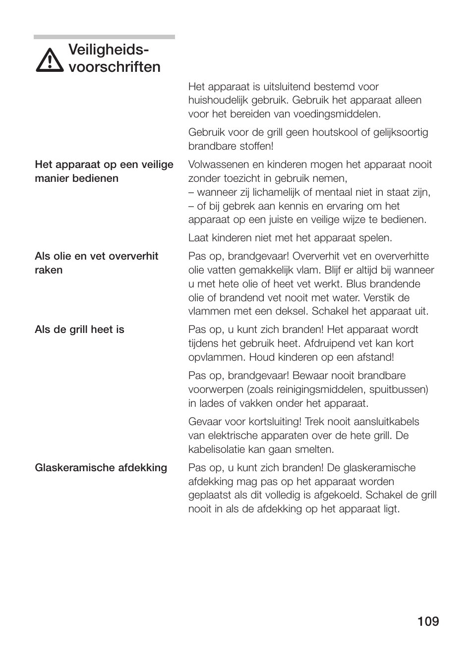 Veiligheids, Voorschriften | Siemens ET375GU11E User Manual | Page 109 / 120