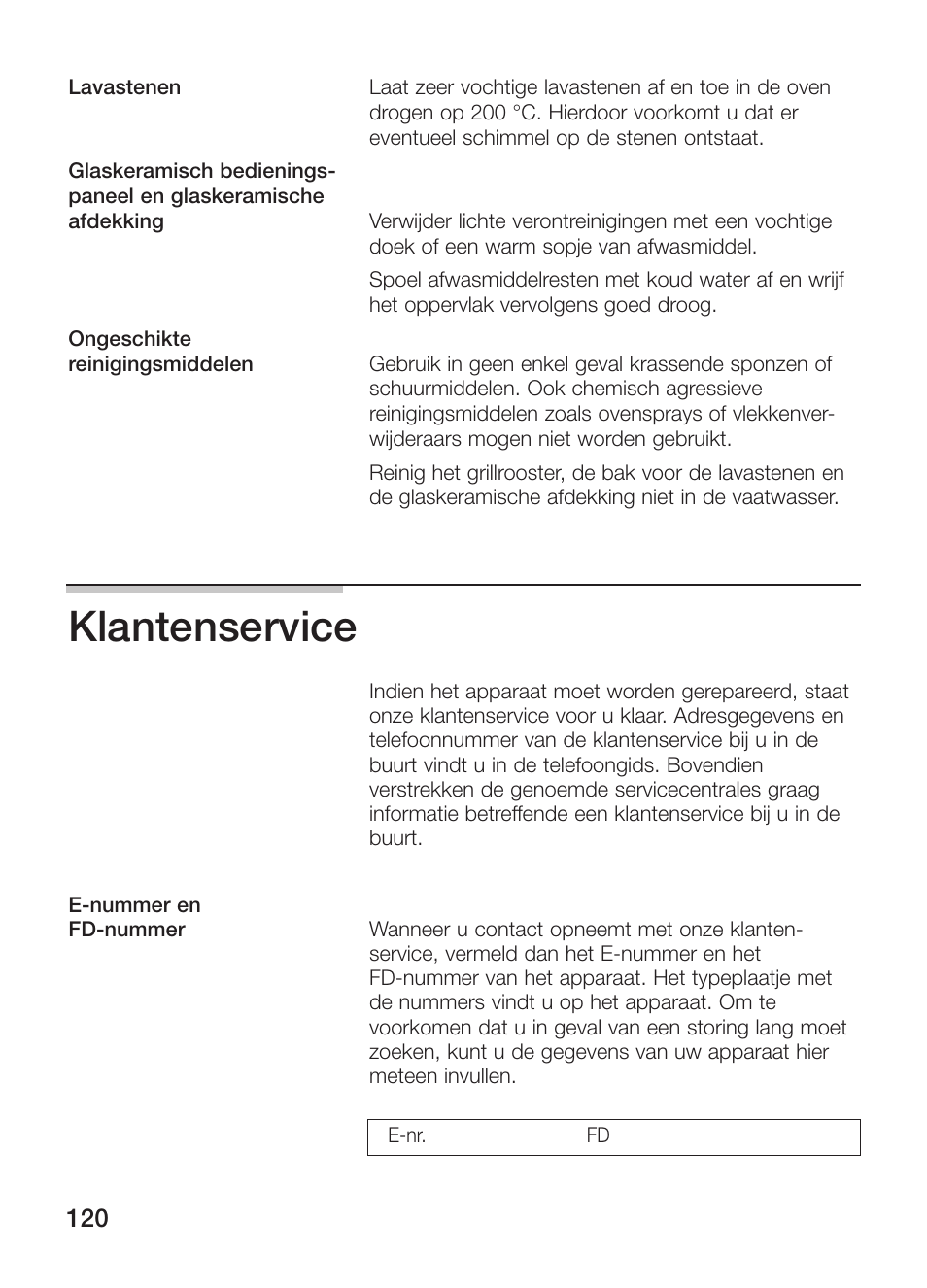 Klantenservice | Siemens ET375GU11E User Manual | Page 120 / 120