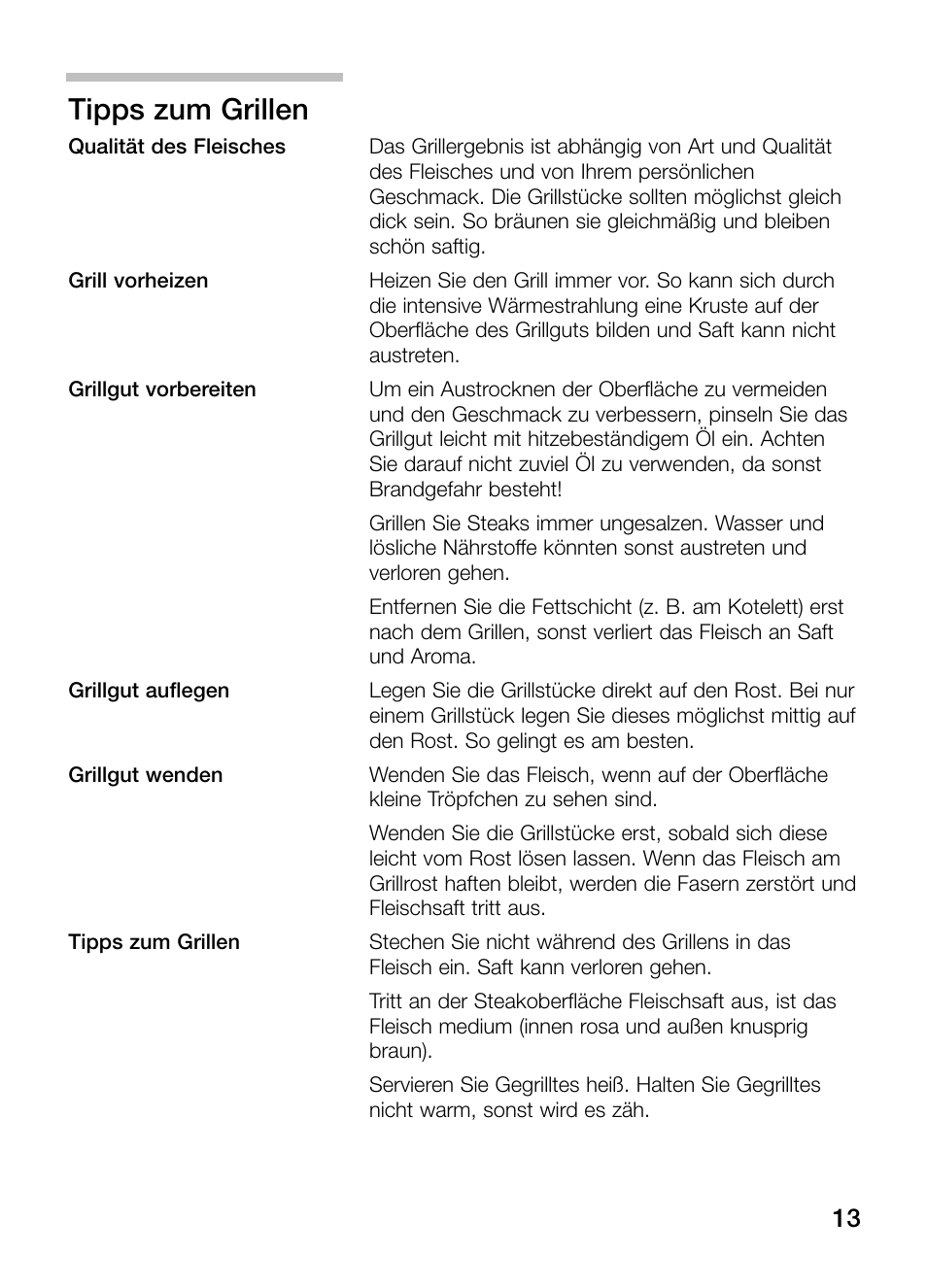 Tipps zum grillen | Siemens ET375GU11E User Manual | Page 13 / 120